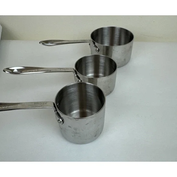 All-Clad Stainless Steel 3 piece Measuring Cup Set 1 -1/2, 3/4, 2/3 cup - Picture 8 of 13